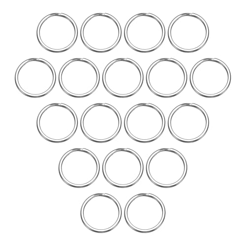 sourcing map Spaltringe, 0,2 cm dick, 2 cm Außendurchmesser, 304 Edelstahl, offener Biegering, solide, flache Schlüsselanhänger-Schlaufe, Schnalle für Schlüsselanhänger, Autoschlüssel, 40 Stück von sourcing map