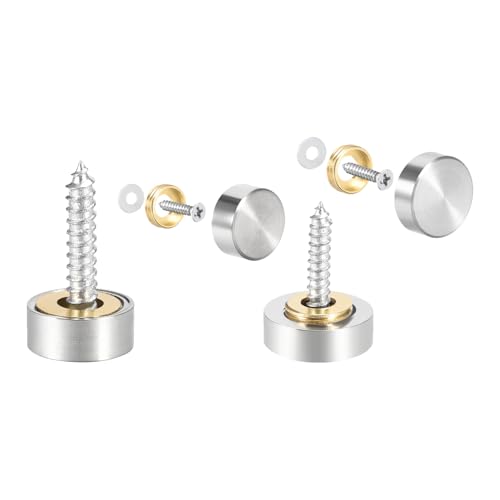 sourcing map Spiegelschrauben, dekorative Kappen, Abdecknägel, gebürsteter Edelstahl, 12 mm, 4 Stück und 16 mm, 8 Stück für Spiegel, Teetische, Kleiderschränke von sourcing map