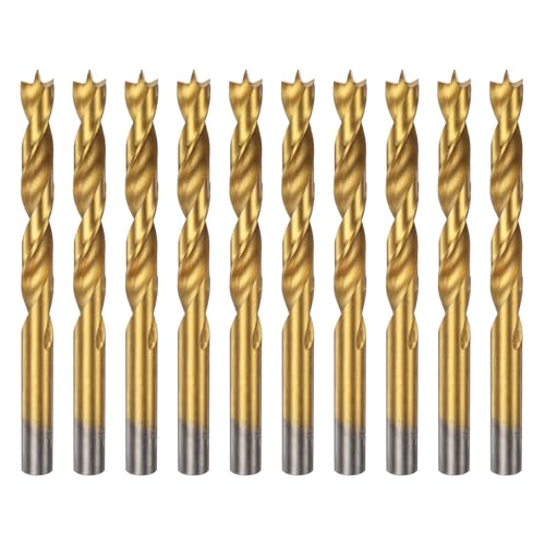 sourcing map Spiralbohrer HSS4241, 11 mm Durchmesser, gerader Rundschaft, metrischer Spiralbohrer für Tischler, Holzbearbeitung, Kunststoff, Gummi, goldfarben, 10 Stück von sourcing map