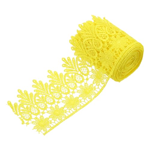 sourcing map Spitzenband, 7,6 cm breit, 2,7 m, Blumenmuster, gelb, bestickter Rand, Spitzenbordüre zum Nähen, Basteln, Geschenkverpackungen, Hochzeitsdekoration sourcing map Spitzenband, 7,6 cm breit, 2,7 m, Blumenmuster, gelb, bestickter Rand, Spitzenbordüre zum Nähen, Basteln, Geschenkverpackungen, Hochzeitsdekoration von sourcing map