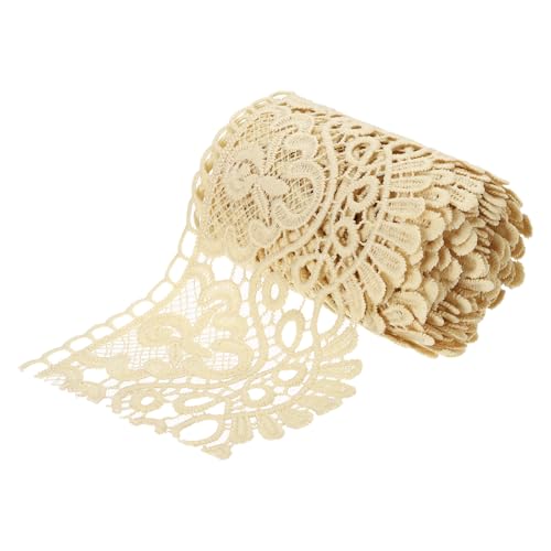 sourcing map Spitzenband mit Blumenmuster, 10,2 cm breit, 2,7 m, Beige sourcing map Spitzenband mit Blumenmuster, 10,2 cm breit, 2,7 m, Beige von sourcing map