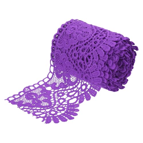 sourcing map Spitzenband mit Blumenmuster, 10,2 cm breit, 4,5 m, violett, Spitzenband zum Nähen, Basteln, Geschenkverpackungen, Hochzeitsdekoration sourcing map Spitzenband mit Blumenmuster, 10,2 cm breit, 4,5 m, violett, Spitzenband zum Nähen, Basteln, Geschenkverpackungen, Hochzeitsdekoration von sourcing map