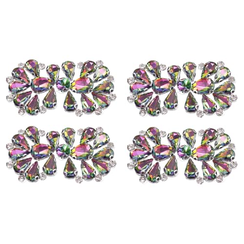 sourcing map Strass-Kristall-Applikation, zum Aufbügeln, Schleife, Hot Fix, Kristall-Nähapplikation für Brautschärpe, Hochzeitskleid, Schuhe, Taschen, mehrfarbig, 4 Stück von sourcing map