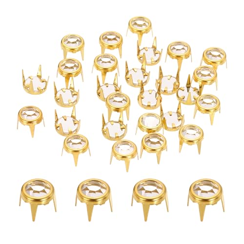 sourcing map Strass-Perlen, 7 mm, flache Unterseite, Strassstein-Nachfüller, Kristallkrallen-Perlen, Nagelkopf für Lederhandwerk, Dekoration, Kleidung, Schuhe, Gürtel, Goldweiß, 100 Stück von sourcing map