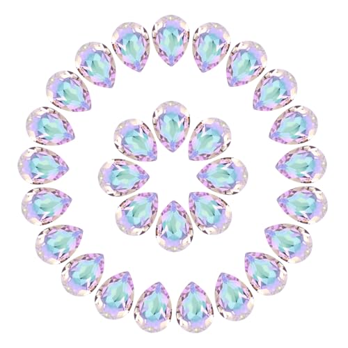 sourcing map Strasssteine in Tropfenform, 7 x 10 mm, Nagelkunst-Charms, Kristall, spitze Rückseite, K9-Glas, glänzende tropfenförmige Strasssteine, Kristallsteine für DIY-Schmuckherstellung, Handwerk von sourcing map