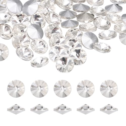 sourcing map Strasssteine mit spitzer Rückseite, 8 mm, rund, facettiert, Kristall-Cabochon, Edelsteine für Nagelkunst, Handwerk, Schmuckherstellung, Handyhülle, Stoffdekoration, 50 Stück (weiß) von sourcing map