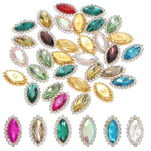 sourcing map Strasssteine zum Aufnähen, 7 x 15 mm, Tropfenform, Kristall-Strass, Metall, flache Rückseite, Nähklauen, Bekleidungszubehör für Bastelarbeiten, Kleider, Kleidung, Schuhe, Taschen von sourcing map