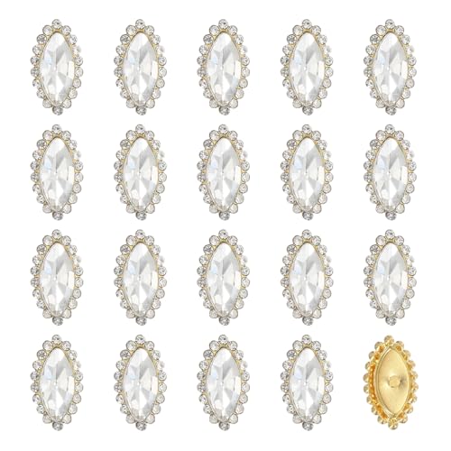 sourcing map Strasssteine zum Aufnähen, 7 x 15 mm, Tropfenform, Kristall-Strass, Metall, flache Rückseite, Nähklauen, Bekleidungszubehör für Bastelarbeiten, Kleider, Kleidung, Schuhe, Taschen von sourcing map