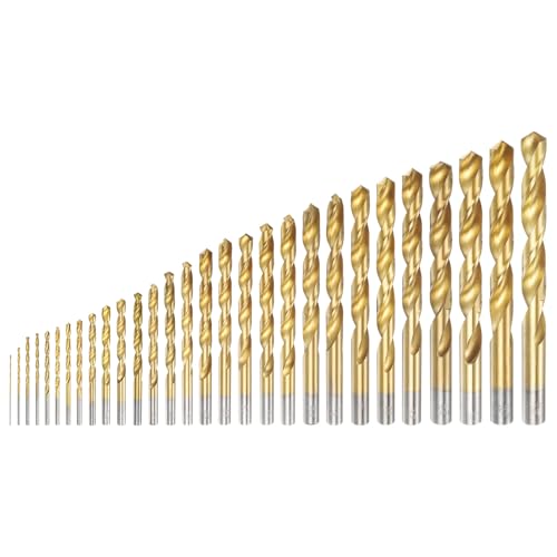 sourcing map Titan-Spiralbohrer-Set, 29 Größen, 1/16-1/2-Zoll-Bohrdurchmesser, Hochgeschwindigkeitsstahlbohrer für gehärtetes Metall, Edelstahl, Gusseisen, Holz, Kunststoff, 29-teilig sourcing map Titan-Spiralbohrer-Set, 29 Größen, 1/16-1/2-Zoll-Bohrdurchmesser, Hochgeschwindigkeitsstahlbohrer für gehärtetes Metall, Edelstahl, Gusseisen, Holz, Kunststoff, 29-teilig von sourcing map
