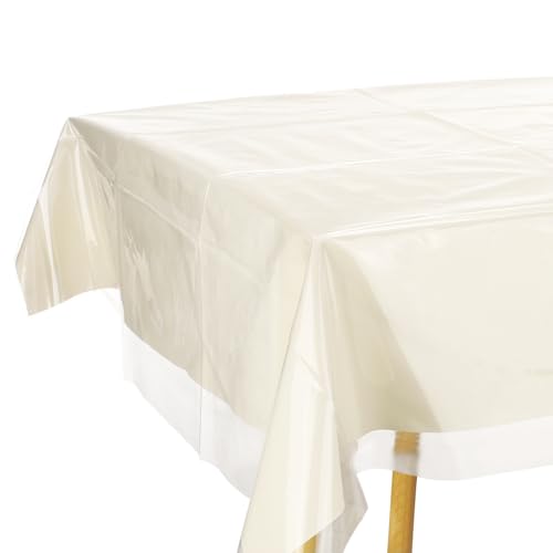 sourcing map Transparente Kunststoff-Tischdecke, wasserdicht, öldicht, quadratisch, Vinyl-Tischschutz, Tischdecke für Esszimmer, Partys und Feiertage, 137 x 137 cm, 2 Stück von sourcing map