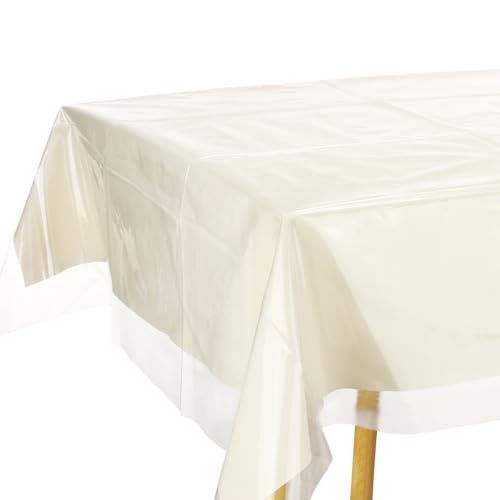 sourcing map Transparente Kunststoff-Tischdecke, wasserdicht, öldicht, rechteckig, Vinyl-Tischschutz, Tischdecke für Esszimmer, Partys und Feiertage, 137 x 308 cm, 2 Stück von sourcing map