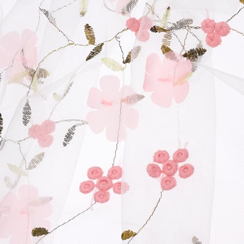 sourcing map Tüllstoff, 90 x 129 cm, 3D-Applikation, Blumenstickerei, Netzstoff, Spitzenstoff für selbstgemachte Kleidung, Hochzeitskleid, Rock, Heimdekoration, Weiß / Rosa sourcing map Tüllstoff, 90 x 129 cm, 3D-Applikation, Blumenstickerei, Netzstoff, Spitzenstoff für selbstgemachte Kleidung, Hochzeitskleid, Rock, Heimdekoration, Weiß / Rosa von sourcing map