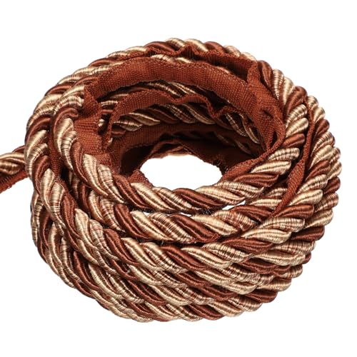 sourcing map Verdrehte Lippenkordel, 1,9 cm, 13,5 m, Polyester, gedrehte Schnüre zum Nähen, dekorative Zierleisten, Basteln, Kantenpaspelierung, Polsterung, Vorhang-Raffhalter (Kaffee) von sourcing map