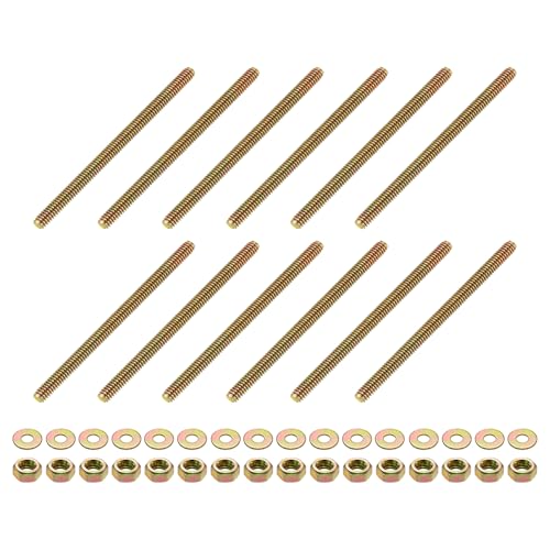 sourcing map Vollgewindestange, 0,6 cm UNC x 10,2 cm Länge, verzinkter Karbonstahl, Vollgewindebolzen mit Muttern und Unterlegscheiben für Klemmen, Aufhänger und U-Bolzen, Farbe Zink, 12 Stück sourcing map Vollgewindestange, 0,6 cm UNC x 10,2 cm Länge, verzinkter Karbonstahl, Vollgewindebolzen mit Muttern und Unterlegscheiben für Klemmen, Aufhänger und U-Bolzen, Farbe Zink, 12 Stück von sourcing map