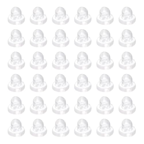 sourcing map Weiche Silikon-Ohrring-Verschlüsse, 6,35 mm (1/4 Zoll), Gummi-Ohrpolster, Kupplungsstopper, Ohrringrückseite, Ersatz für Fischhaken, Ohrstecker, transparent, 60 Stück von sourcing map