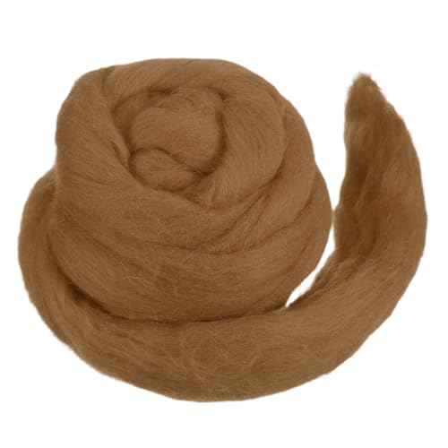 sourcing map Wollgarn, weiche Filzwolle, 120 g, reines grobes Vorgarn für Nadelfilzen, Stricken, Decken, Spinnen, Weben, Kunst, Basteln, Braun von sourcing map