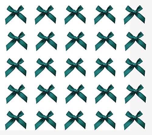 Sowaka 50 Stück Mini-Satinschleifen-Schleifen, Blumenzubehör für Geschenkverpackungen, Scrapbooking, Dekoration, Nähen, DIY, Basteln, Projekt, Weihnachten, Erntedankfest, Party, Dekoration (grün) von sowaka