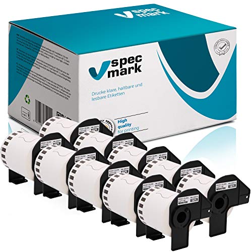 specmark 10 Rollen Endlosetiketten kompatibel mit Brother DK-22212 62mm x 15,24m Etiketten für allen QL-Etikettendruckern QL-570 QL-700 QL-800 von specmark
