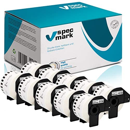specmark 10 Rollen Endlosetiketten kompatibel mit Brother DK-22223 50mm x 30,48m Etiketten für allen QL-Etikettendruckern QL-570 QL-700 QL-800 von specmark