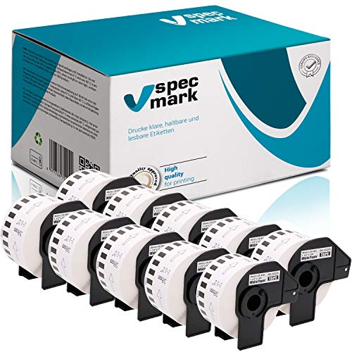 specmark 10 Rollen Endlosetiketten kompatibel mit Brother DK-22225 38mm x 30,48m Etiketten für allen QL-Etikettendruckern QL-570 QL-700 QL-800 von specmark
