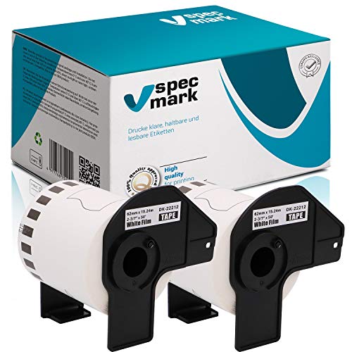 specmark 2 Rollen Endlosetiketten kompatibel mit Brother DK-22212 62mm x 15,24m Etiketten für allen QL-Etikettendruckern QL-570 QL-700 QL-800 specmark 2 Rollen Endlosetiketten kompatibel mit Brother DK-22212 62mm x 15,24m Etiketten für allen QL-Etikettendruckern QL-570 QL-700 QL-800 von specmark