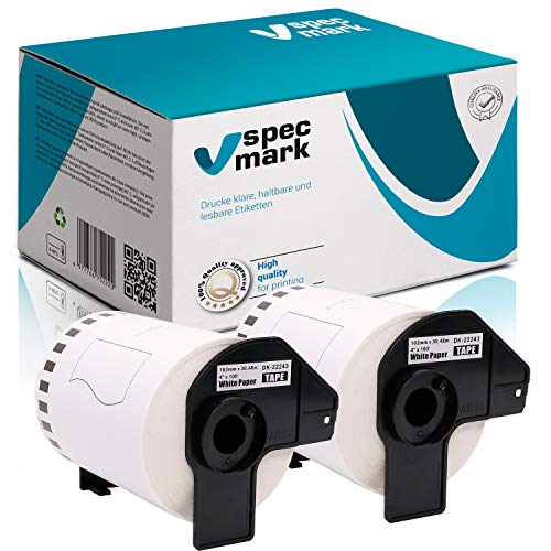specmark 2 Rollen Endlosetiketten kompatibel mit Brother DK-22243 102mm x 30,48m Etiketten für Drucker QL-Etikettendruckern QL-1050 QL-1060N QL-1100 specmark 2 Rollen Endlosetiketten kompatibel mit Brother DK-22243 102mm x 30,48m Etiketten für Drucker QL-Etikettendruckern QL-1050 QL-1060N QL-1100 von specmark