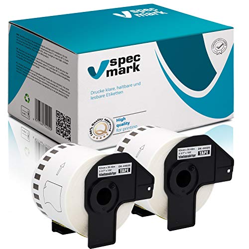 specmark 2 Rollen Endlosetiketten kompatibel mit Brother DK-44605 62mm x 30,48m Etiketten für allen QL-Etikettendruckern QL-570 QL-700 QL-800 specmark 2 Rollen Endlosetiketten kompatibel mit Brother DK-44605 62mm x 30,48m Etiketten für allen QL-Etikettendruckern QL-570 QL-700 QL-800 von specmark