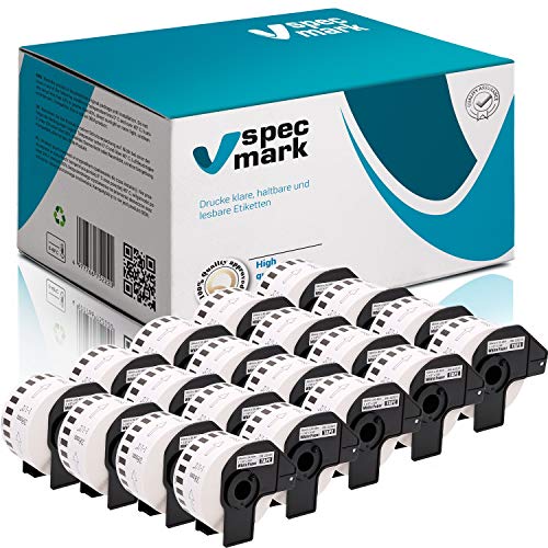 specmark 20 Rollen Endlosetiketten kompatibel mit Brother DK-22225 38mm x 30,48m Etiketten für allen QL-Etikettendruckern QL-570 QL-700 QL-800 von specmark