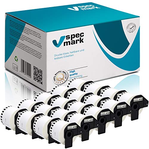 specmark 20 Rollen Endlosetiketten kompatibel mit Brother DK-44205 62mm x 30,48m Etiketten für allen QL-Etikettendruckern QL-570 QL-700 QL-800 specmark 20 Rollen Endlosetiketten kompatibel mit Brother DK-44205 62mm x 30,48m Etiketten für allen QL-Etikettendruckern QL-570 QL-700 QL-800 von specmark