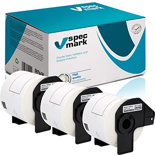specmark 3 Rollen Einzeletiketten kompatibel mit Brother DK-11202 62mm x 100mm 300 Stück Etiketten für allen QL-Etikettendruckern QL-570 QL-700 QL-800 specmark 3 Rollen Einzeletiketten kompatibel mit Brother DK-11202 62mm x 100mm 300 Stück Etiketten für allen QL-Etikettendruckern QL-570 QL-700 QL-800 von specmark