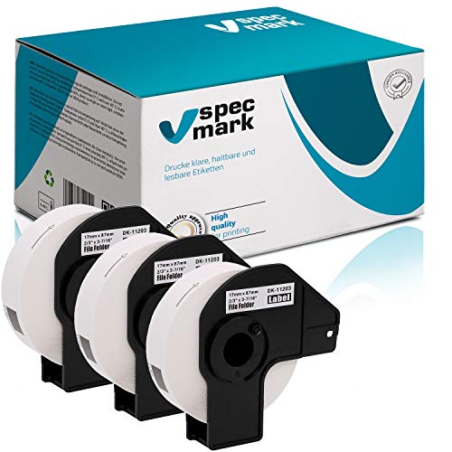 specmark 3 Rollen Einzeletiketten kompatibel mit Brother DK-11203 17mm x 87mm 300 Stück Etiketten für allen QL-Etikettendruckern QL-570 QL-700 QL-800 specmark 3 Rollen Einzeletiketten kompatibel mit Brother DK-11203 17mm x 87mm 300 Stück Etiketten für allen QL-Etikettendruckern QL-570 QL-700 QL-800 von specmark