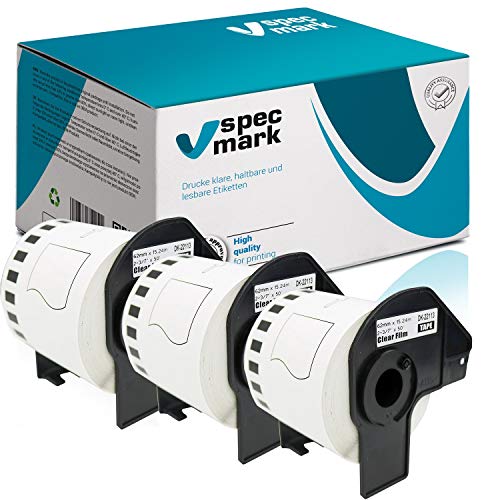 specmark 3 Rollen Endlosetiketten kompatibel mit Brother DK-22113 62mm x 15,24m Etiketten für allen QL-Etikettendruckern QL-570 QL-700 QL-800 von specmark