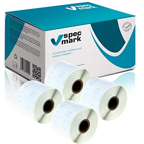 specmark 4 Etiketten-Rollen kompatibel mit DYMO 11351 54mm x 11mm S0722360 1500 Stück kompatibel zu allen Etikettendruckern Label-Writer 450 4XL Seiko-SLP von specmark