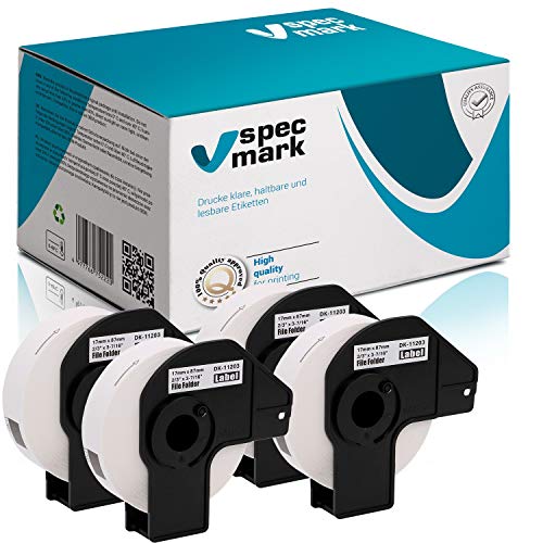 specmark 4 Rollen Einzeletiketten kompatibel mit Brother DK-11203 17mm x 87mm 300 Stück Etiketten für allen QL-Etikettendruckern QL-570 QL-700 QL-800 specmark 4 Rollen Einzeletiketten kompatibel mit Brother DK-11203 17mm x 87mm 300 Stück Etiketten für allen QL-Etikettendruckern QL-570 QL-700 QL-800 von specmark