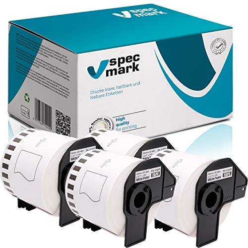 specmark 4 Rollen Endlosetiketten kompatibel mit Brother DK-22205 62mm x 30,48m Etiketten für allen QL-Etikettendruckern QL-570 QL-700 QL-800 von specmark