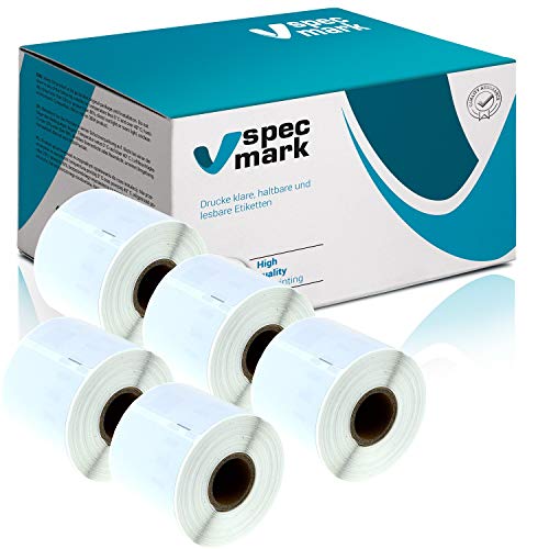 specmark 5 Etiketten-Rollen für DYMO 99014 54mm x 101mm S0722430 220 Stück kompatibel zu allen Etikettendruckern Label-Writer 450 4XL Seiko-SLP von specmark
