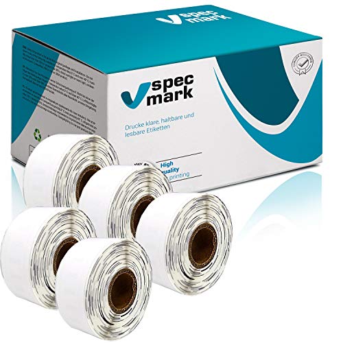 specmark 5 Etiketten-Rollen für DYMO 99016-1 19mm x 147mm 150 Stück kompatibel zu allen Etikettendruckern Label-Writer 450 4XL Seiko-SLP von specmark
