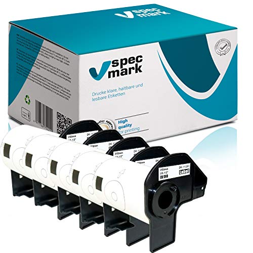 specmark 5 Rollen Einzeletiketten kompatibel mit Brother DK-11207 Ø 58mm 100 Stück Etiketten für allen QL-Etikettendruckern QL-570 QL-700 QL-800 von specmark