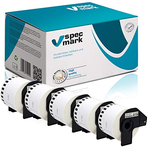 specmark 5 Rollen Endlosetiketten kompatibel mit Brother DK-44205 62mm x 30,48m Etiketten für allen QL-Etikettendruckern QL-570 QL-700 QL-800 von specmark