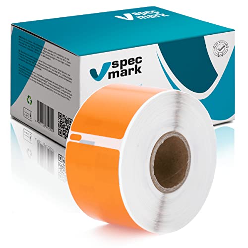 specmark Etiketten-Rolle kompatibel mit DYMO S0722400 36mm x 89mm 130 Stück kompatibel zu allen Etikettendruckern LabelWriter 450, 4XL, Seiko-SLP, Orange Ettiket, Schwarzer Schrift von specmark