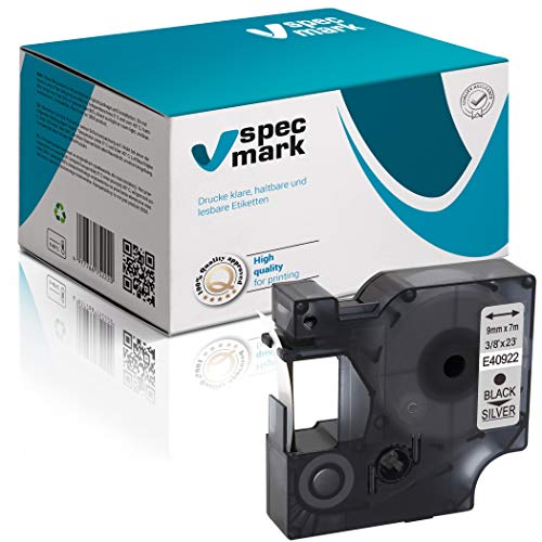 specmark Kompatibel für DYMO D1 40922 Schriftband 9mm x 7m Schwarz auf Silber kompatibel mit DYMO D1 für Drucker LM Label-Manager LP Label-Point LW -Writer DUO specmark Kompatibel für DYMO D1 40922 Schriftband 9mm x 7m Schwarz auf Silber kompatibel mit DYMO D1 für Drucker LM Label-Manager LP Label-Point LW -Writer DUO von specmark