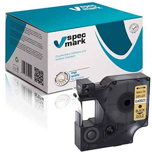 specmark Kompatibel für DYMO D1 40923 Schriftband 9mm x 7m Schwarz auf Gold kompatibel mit DYMO D1 für Drucker LM Label-Manager LP Label-Point LW -Writer DUO specmark Kompatibel für DYMO D1 40923 Schriftband 9mm x 7m Schwarz auf Gold kompatibel mit DYMO D1 für Drucker LM Label-Manager LP Label-Point LW -Writer DUO von specmark