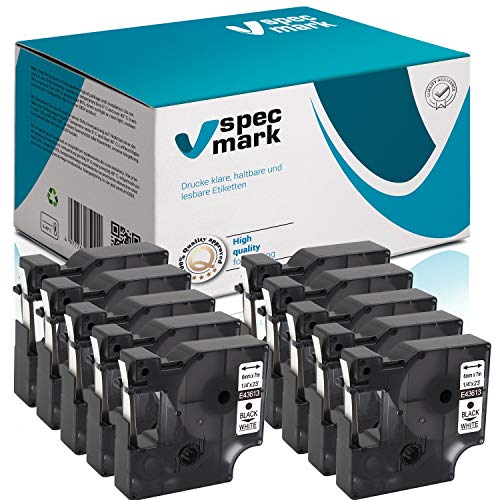 specmark Kompatibel für DYMO D1 43613 S0720780 Schriftband 6mm x 7m Satz x 10 St. Schwarz auf Weiß Kompatibel mit DYMO D1 für Drucker LM Label-Manager LP Label-Point LW -Writer DUO specmark Kompatibel für DYMO D1 43613 S0720780 Schriftband 6mm x 7m Satz x 10 St. Schwarz auf Weiß Kompatibel mit DYMO D1 für Drucker LM Label-Manager LP Label-Point LW -Writer DUO von specmark