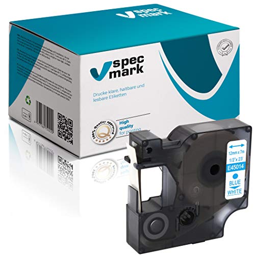 specmark Kompatibel für DYMO D1 45014 Schriftband 12mm x 7m Blau auf Weiß (S0720540) kompatibel mit DYMO D1 für Drucker LM LabelManager LP LabelPoint LW LabelWriter DUO von specmark