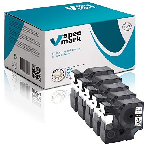 specmark Kompatibel für DYMO D1 45803 S0720830 Schriftband 19mm x 7 m Satz x 5 St. Schwarz auf Weiß Kompatibel mit DYMO D1 für Drucker LM LabelManager LP LabelPoint LW LabelWriter DUO specmark Kompatibel für DYMO D1 45803 S0720830 Schriftband 19mm x 7 m Satz x 5 St. Schwarz auf Weiß Kompatibel mit DYMO D1 für Drucker LM LabelManager LP LabelPoint LW LabelWriter DUO von specmark