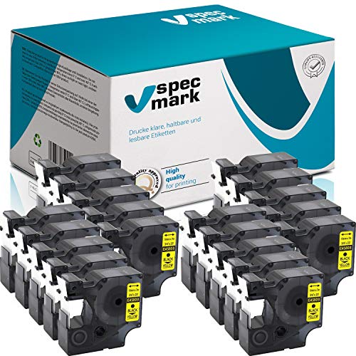 specmark Kompatibel für DYMO D1 45808 S0720880 Schriftband 19mm x 7 m Satz x 20 St. Schwarz auf Gelb Kompatibel mit DYMO D1 für Drucker LM LabelManager LP LabelPoint LW LabelWriter DUO specmark Kompatibel für DYMO D1 45808 S0720880 Schriftband 19mm x 7 m Satz x 20 St. Schwarz auf Gelb Kompatibel mit DYMO D1 für Drucker LM LabelManager LP LabelPoint LW LabelWriter DUO von specmark