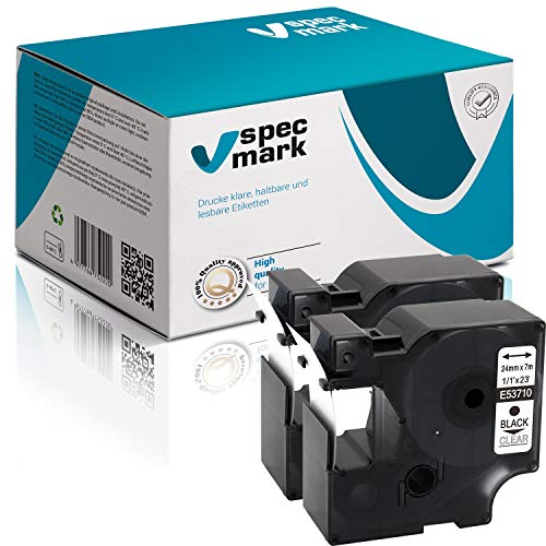 specmark Kompatibel für DYMO D1 53710 Schriftband 24mm x 7m Satz x 2 St. Schwarz auf Durchsichtig kompatibel mit DYMO D1 für Drucker LM LabelManager LP LabelPoint LW LabelWriter DUO specmark Kompatibel für DYMO D1 53710 Schriftband 24mm x 7m Satz x 2 St. Schwarz auf Durchsichtig kompatibel mit DYMO D1 für Drucker LM LabelManager LP LabelPoint LW LabelWriter DUO von specmark