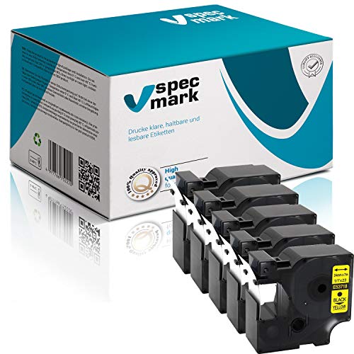 specmark Kompatibel für DYMO D1 53718 Schriftband 24mm x 7m Satz x 5 St. Schwarz auf Gelb kompatibel mit DYMO D1 für Drucker LM LabelManager LP LabelPoint LW LabelWriter DUO specmark Kompatibel für DYMO D1 53718 Schriftband 24mm x 7m Satz x 5 St. Schwarz auf Gelb kompatibel mit DYMO D1 für Drucker LM LabelManager LP LabelPoint LW LabelWriter DUO von specmark