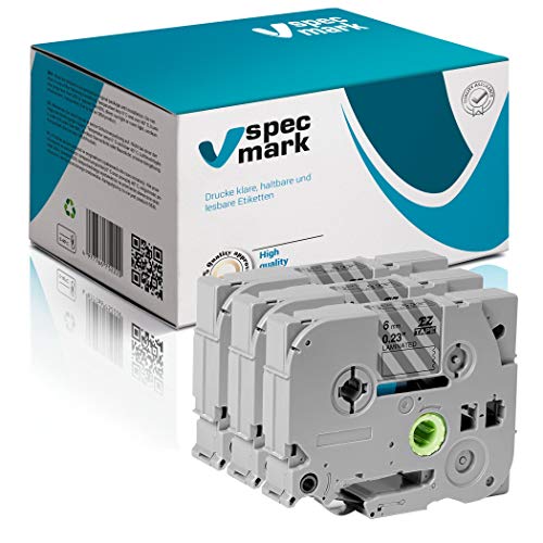 specmark Schriftband TZe-115 6mm x 8m Satz x 3 St. Weiß auf Durchsichtig Band kompatibel mit allen Drucker Brother PT P-touch AZe-115 EZe-115 TZ-115 TZ2-115 specmark Schriftband TZe-115 6mm x 8m Satz x 3 St. Weiß auf Durchsichtig Band kompatibel mit allen Drucker Brother PT P-touch AZe-115 EZe-115 TZ-115 TZ2-115 von specmark