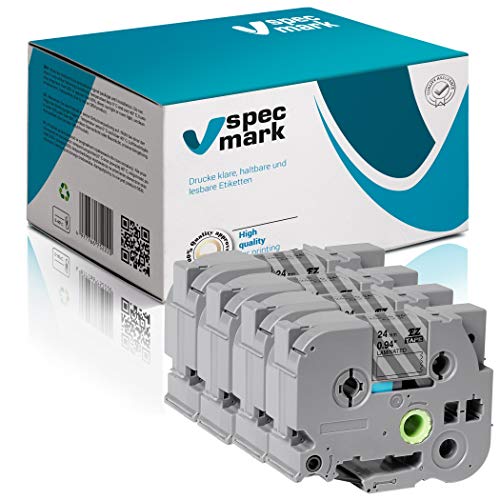 specmark Schriftband TZe-153 24mm x 8m Satz x 4 St. Blau auf Durchsichtig Band kompatibel mit Drucker Brother PT P-touch AZe-153 EZe-153 TZ-153 TZ2-153 von specmark